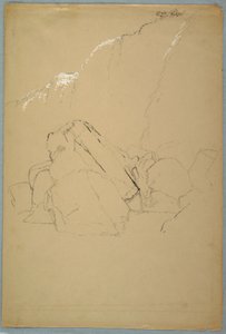 Tegning, kampesten, den canadiske bank, 1858 af Frederic Edwin Church