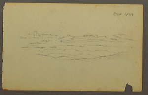 Tegning, Bredt bølgende landskab med skyer, 1844 af Frederic Edwin Church
