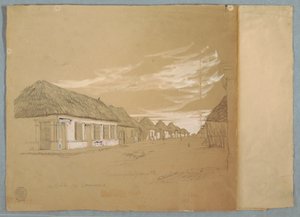 Tegning, Calle de Commerce, Barranquilla, Colombia, maj 1853 af Frederic Edwin Church