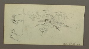 Tegning, Camel Stuides, Tree Bush og Valley, muligvis 1868 af Frederic Edwin Church