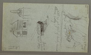 Tegning, kaskade, sandsynligvis Königssee, Bayern, 1868 af Frederic Edwin Church