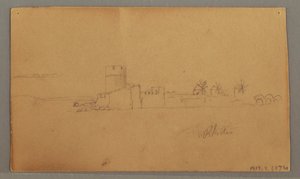 Tegning, Slottet ved havnen, 29. maj 1868 af Frederic Edwin Church