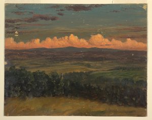 Tegning, Catskills fra Hudson, New York, 1870-80 af Frederic Edwin Church