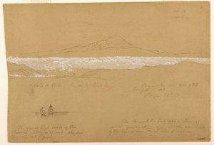 Tegning, Cayambé, morgen, fra Solens Tempel, Quito, 24. juni 1857 af Frederic Edwin Church