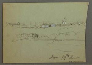 Tegning, City of London, muligvis 1869 af Frederic Edwin Church