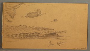 Tegning, Sky over bakker, muligvis 1875 af Frederic Edwin Church