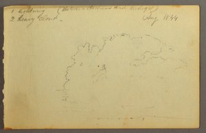 Tegning, studie af skyer, 1844 af Frederic Edwin Church