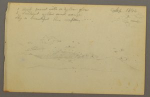Tegning, studie af skyer, bjergside, 1844 af Frederic Edwin Church