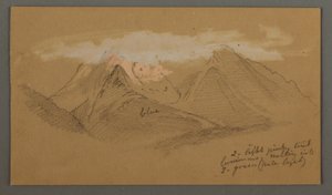 Tegning, Skyer over bjergtoppe, muligvis 1868 af Frederic Edwin Church