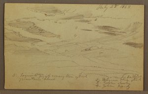 Tegning, overskyet himmel over dalen, juli 1863 af Frederic Edwin Church