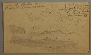 Tegning, Skyet himmel, fuldmåne, muligvis 1865-66 af Frederic Edwin Church