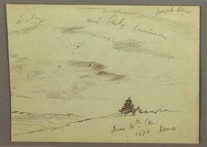 Tegning, overskyet himmel, bjergskråning, 1870 af Frederic Edwin Church