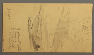 Tegning, overskyet himmel over bjerge, 19. juli 1866 af Frederic Edwin Church