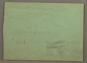 Tegning, Skyet himmel over højderyg, august 1871 af Frederic Edwin Church