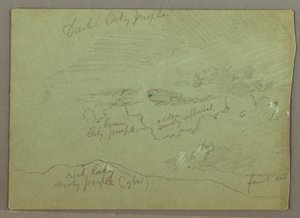 Tegning, Skyet himmel over højderyg, muligvis 1871 af Frederic Edwin Church