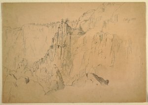 Tegning, Kyst med stejle klipper, august 1885 af Frederic Edwin Church