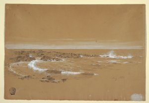 Tegning, kystlinje, Grand Manan, Canada, august 1851 af Frederic Edwin Church