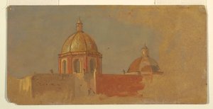 Tegning, Colombia eller Ecuador, kirketage, 1853 eller 1857 af Frederic Edwin Church