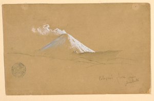 Tegning, Cotopaxi fra nærheden af Ambato, Ecuador, 1853 af Frederic Edwin Church