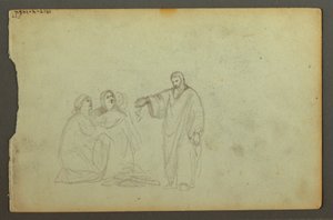Tegning, Dækket vogn, Tre studier af en kvinde, muligvis 1868 af Frederic Edwin Church