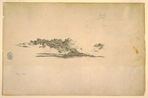 Tegning, ko, skyer, juli og september 1844 af Frederic Edwin Church