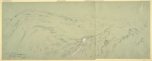 Tegning, fjerntliggende udsigt over Damaskus, Syrien, 1868 af Frederic Edwin Church