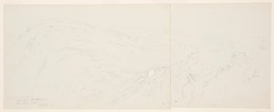 Tegning, fjerntliggende udsigt over Damaskus, Syrien, 7. maj 1868 af Frederic Edwin Church