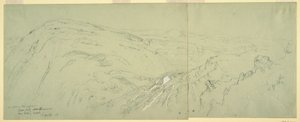 Tegning, fjerntliggende udsigt over Damaskus, Syrien, 7. maj 1868 af Frederic Edwin Church