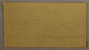 Tegning, fjern udsigt over Saddleback Mountain, Maine, 1. oktober 1867 af Frederic Edwin Church
