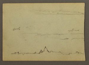 Tegning, fjerntliggende udsigt over Peterskirken og Vatikanet, Rom, Italien, januar 1869 af Frederic Edwin Church
