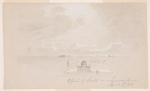 Tegning, Lysets virkning på Jerusalem, 2. april 1868 af Frederic Edwin Church
