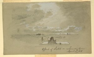 Tegning, Lysets virkning på Jerusalem, 2. april 1868 af Frederic Edwin Church