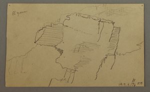 Tegning, El Yemen-dalen, Arabien:  Klippevæg, 20. februar 1868 af Frederic Edwin Church