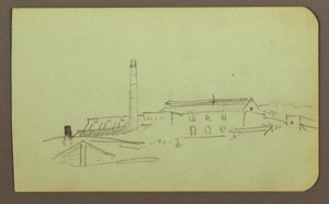 Tegning, fabrik; bagside: figurer, 1883 af Frederic Edwin Church