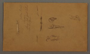 Tegning, Figurstudier, Figur i båd, Fisk, muligvis 1868 af Frederic Edwin Church