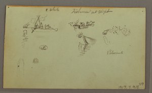 Tegning, Figurstudier, pakkeæsel, sejlbåd, muligvis 1868 af Frederic Edwin Church