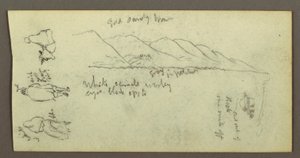 Tegning, Figurstudie, bjergkæde, muligvis 1868 af Frederic Edwin Church