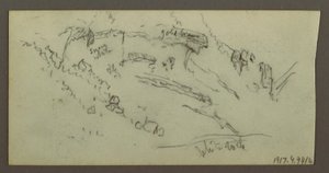 Tegning, Figurstudie, bjergkæde, muligvis 1868 af Frederic Edwin Church