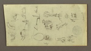 Tegning, Figur- og kamelstudier, 4. marts, muligvis 1868 af Frederic Edwin Church