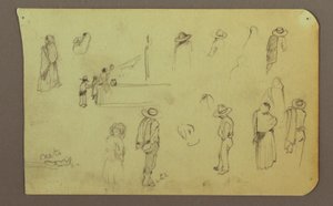 Tegning, figurer, bagside: Figur, landskab, 1883 af Frederic Edwin Church