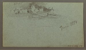 Tegning, flydende isbjerg, muligvis juni 1874 af Frederic Edwin Church