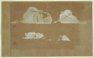 Tegning, flydende isbjerge, 5. juli 1859 af Frederic Edwin Church