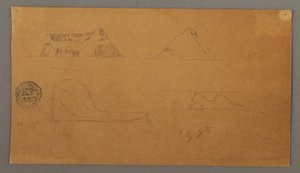 Tegning, flydende isbjerge, 7. juli 1859 af Frederic Edwin Church