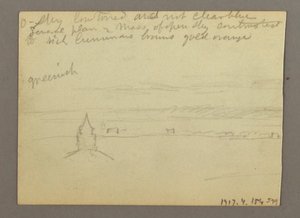 Tegning, springvand på pladsen ved Peterskirken, Rom, Italien, januar 1868 af Frederic Edwin Church