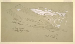 Tegning, Fra de bernske alper, Bel Arp, august 1868 af Frederic Edwin Church