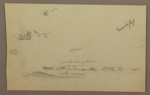 Tegning, fuldmåne, skyer, 1860