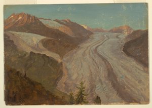 Tegning, Store Aletasch-gletsjer, Schweiz, august 1868 af Frederic Edwin Church