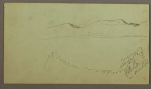 Tegning, bjergkæde over en slette, muligvis 1868 af Frederic Edwin Church