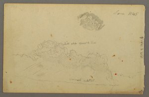 Tegning, bjergområder, 1844 af Frederic Edwin Church