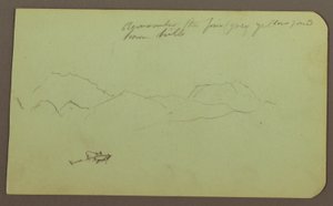 Tegning, bakker, kvæg; bagside: landskab, 1883 af Frederic Edwin Church